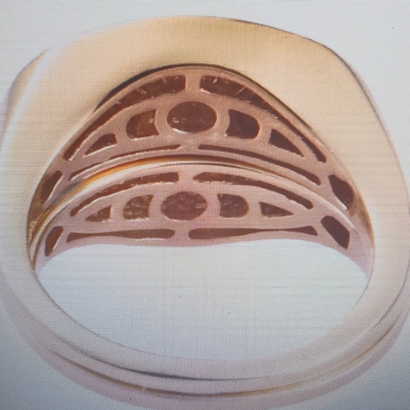 YG on Sterl Silver Set of Moon and Sun Talisman Signet rings - Picture 6 of 7